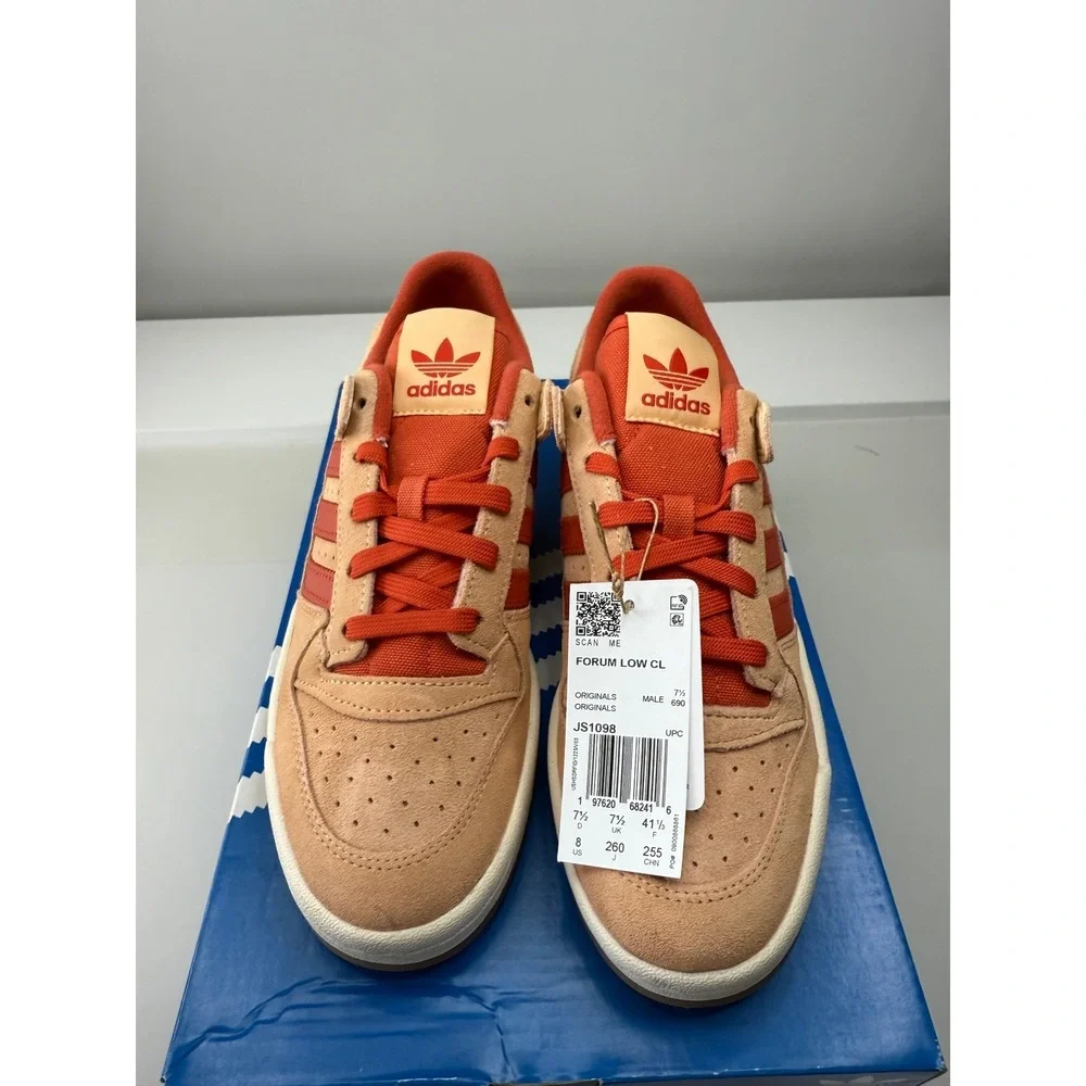 Adidas Forum Low CL Clay Red Suede Gum Sole Sneakers JS1098 Mens 8 Womens 9New